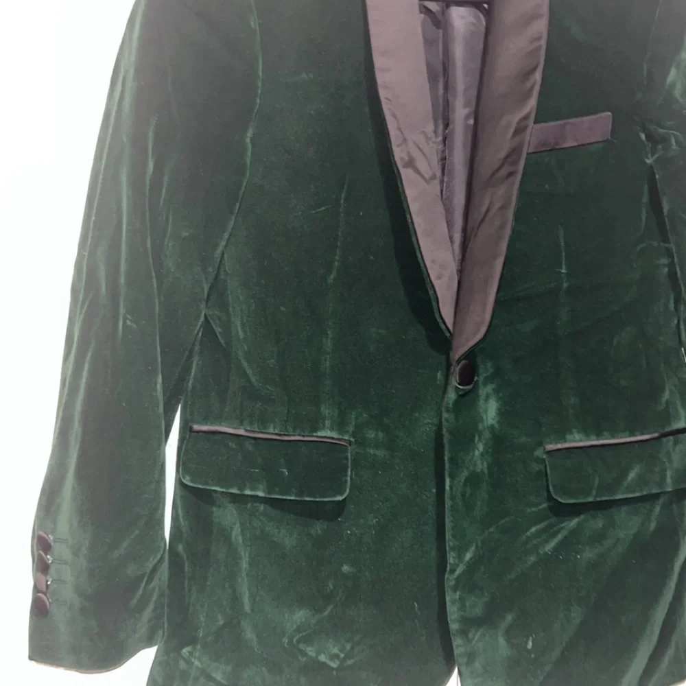 Boy's Green Velvet Blazer